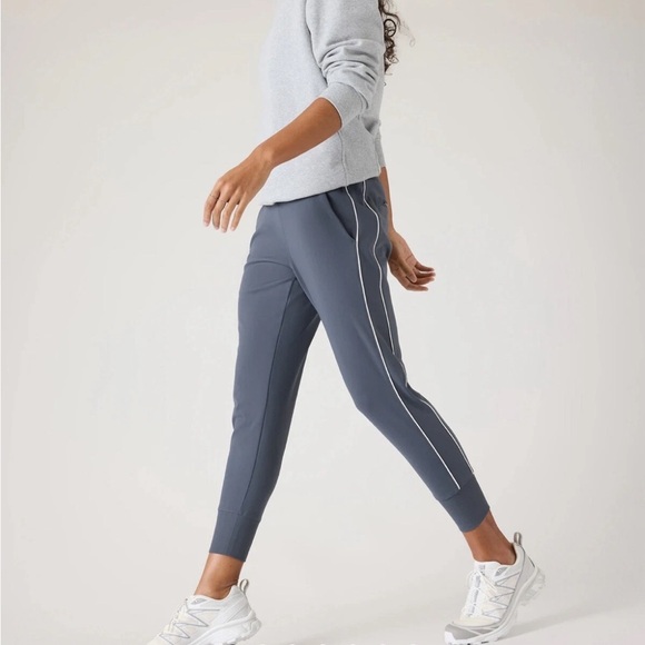 Athleta Venice Jogger Side Piping Granite Blue/White Stripe #854423 - Picture 3 of 6
